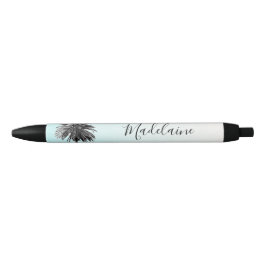 Bolígrafo De Tinta Negra Palm Tree Black White Modern Blue Sky Personal