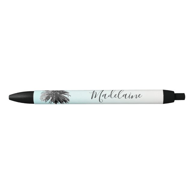 Bolígrafo De Tinta Negra Palm Tree Black White Modern Blue Sky Personal (Anverso)