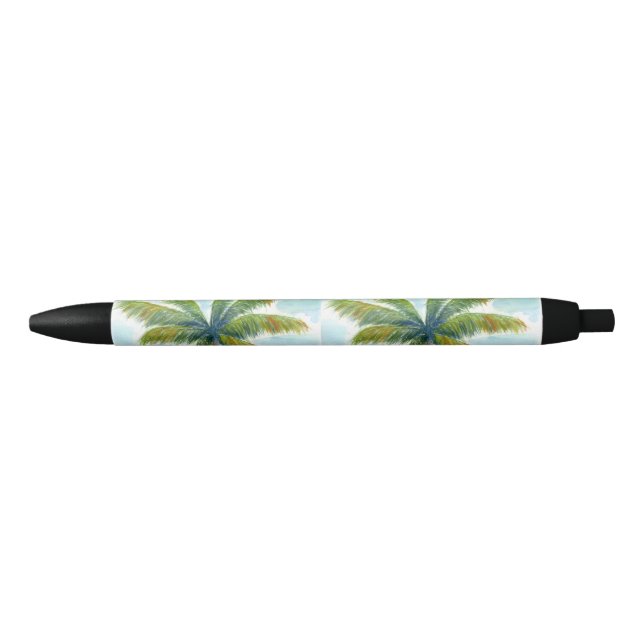 Bolígrafo De Tinta Negra palmera tropical Beach en un día soleado (Anverso)