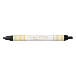 Bolígrafo De Tinta Negra Panadería de rayas amarillas retro vainilla corazó
