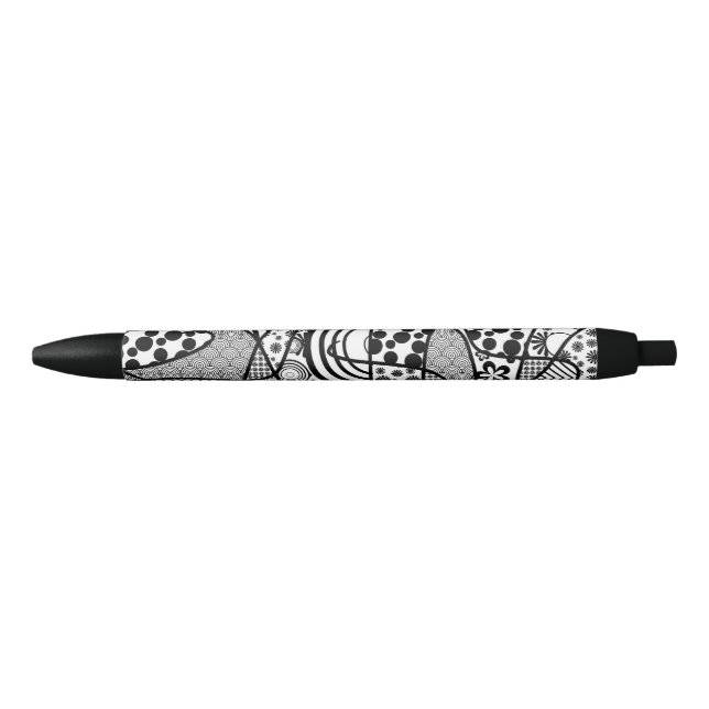 Bolígrafo De Tinta Negra Parche de patchwork de patrón blanco y negro 02 (Anverso)