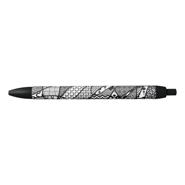 Bolígrafo De Tinta Negra Parche de patchwork de patrón blanco y negro 05 (Anverso)
