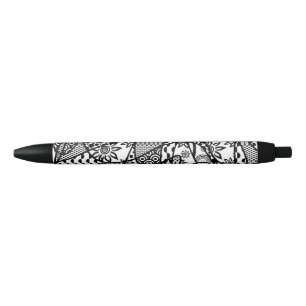 Bolígrafo De Tinta Negra Parche de Patchwork de Patrón Negro y Blanco 03