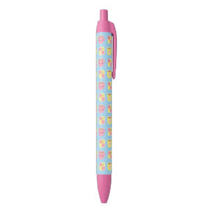 Bolígrafo De Tinta Negra Pastel de Kawaii Battenberg y Copa de Té