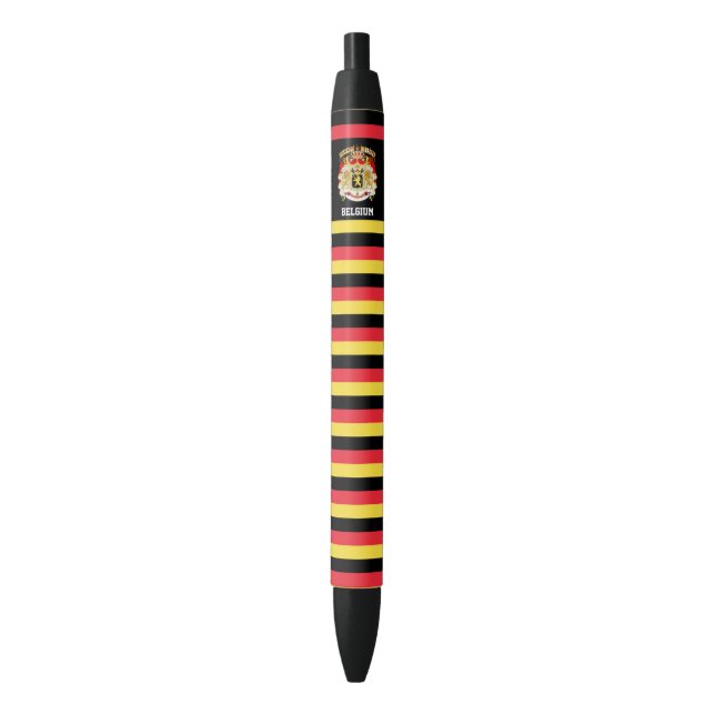 Bolígrafo De Tinta Negra Patriótico de la Bandera de Bélgica (Frente vertical)