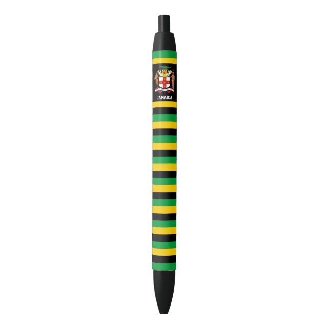 Bolígrafo De Tinta Negra Patriótico de la Bandera de Jamaica (Frente vertical)