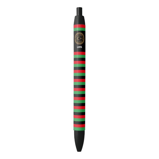 Bolígrafo De Tinta Negra Patriótico de la Bandera de Libia (Frente vertical)