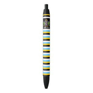 Bolígrafo De Tinta Negra Patriótico de la Bandera de Santa Lucía
