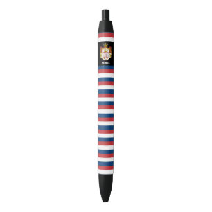 Bolígrafo De Tinta Negra Patriótico de la Bandera de Serbia