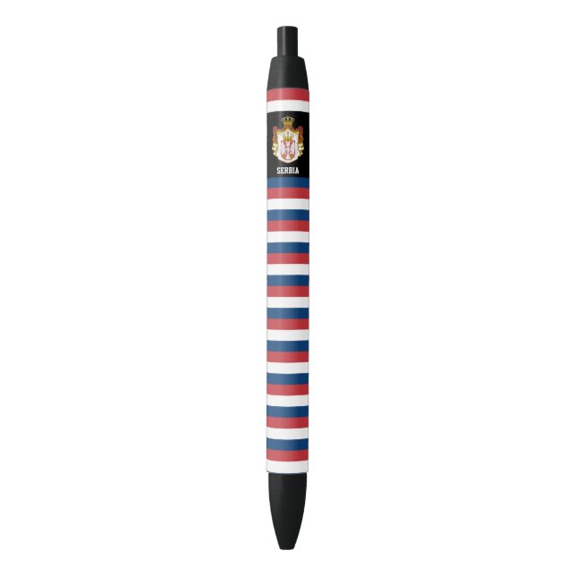 Bolígrafo De Tinta Negra Patriótico de la Bandera de Serbia (Frente vertical)