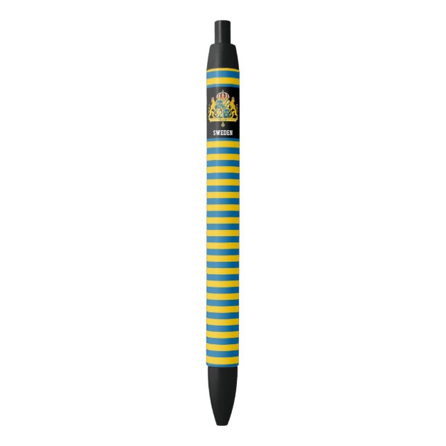 Bolígrafo De Tinta Negra Patriótico de la Bandera de Suecia (Frente vertical)