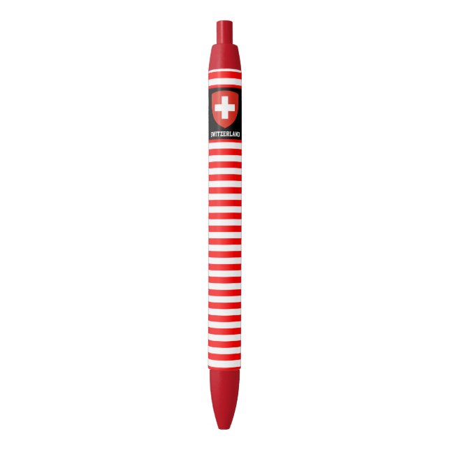 Bolígrafo De Tinta Negra Patriótico de la Bandera de Suiza (Frente vertical)