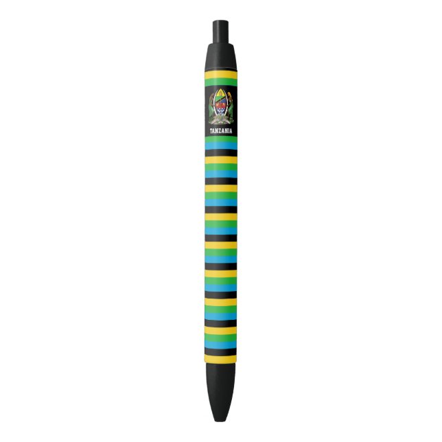 Bolígrafo De Tinta Negra Patriótico de la Bandera de Tanzania (Frente vertical)