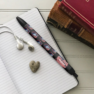 Bolígrafo De Tinta Negra Patriótico de los Rosas de águilas de la bandera n