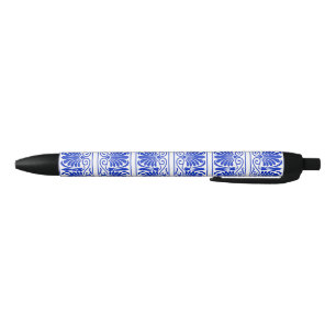 Bolígrafo De Tinta Negra Patrón árabe del Mediterráneo griego Azul