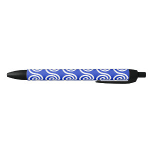Bolígrafo De Tinta Negra Patrón azul de las ondas de las teclas del meandro