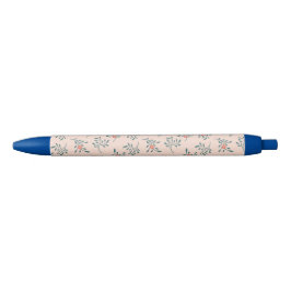 Bolígrafo De Tinta Negra Patrón Botánico Floral Teñido de Verde Azul