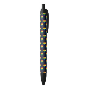 Bolígrafo De Tinta Negra Patrón cardíaco de 8 bits arco iris
