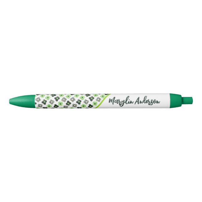 BOLÍGRAFO DE TINTA NEGRA PATRÓN DE AGENDER FLORAL MONOGRAM PERSONALIZADO LG (Anverso)