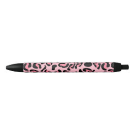 Bolígrafo De Tinta Negra Patrón de animal de leopardo rosa moderno