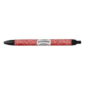 Bolígrafo De Tinta Negra Patrón de béisbol rojo grueso