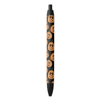 Bolígrafo De Tinta Negra Patrón de calabazas de Halloween naranja negro lin