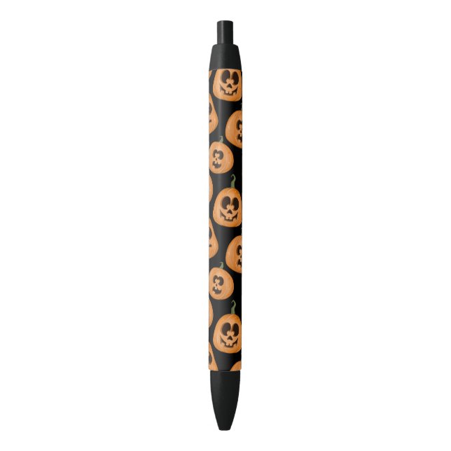 Bolígrafo De Tinta Negra Patrón de calabazas de Halloween naranja negro lin (Frente vertical)
