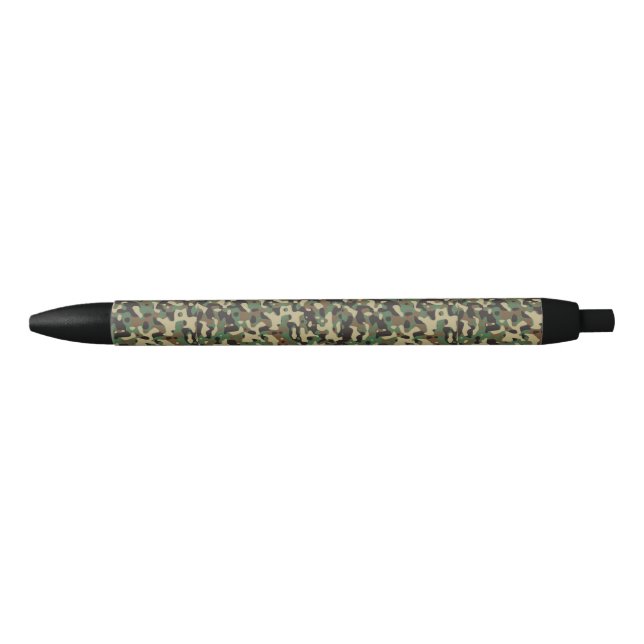 Bolígrafo De Tinta Negra Patrón de camuflaje verde, negro y marrón (Anverso)