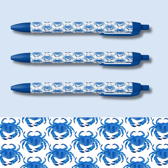 Bolígrafo De Tinta Negra Patrón de cangrejo azul (Blue crab coastal pattern pens.)