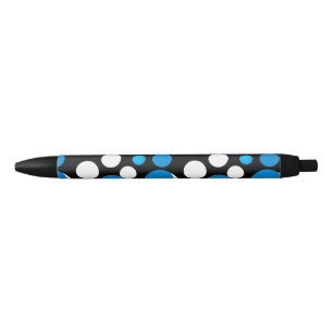Bolígrafo De Tinta Negra Patrón de círculos azules y blancos