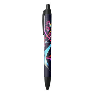 Bolígrafo De Tinta Negra Patrón de color de arte de color rosa floral moder