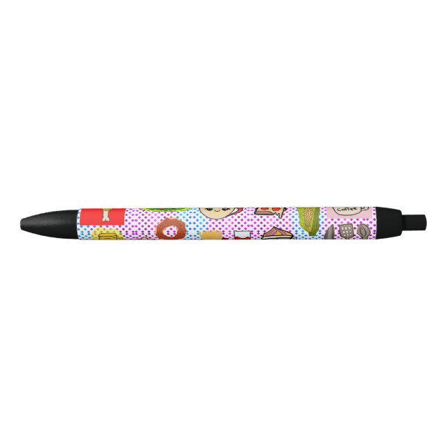 Bolígrafo De Tinta Negra patrón de comida divertida (Anverso)
