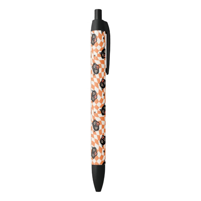 Bolígrafo De Tinta Negra Patrón de comprobación de Naranja de gato negro re (Parte inferior (Vertical))