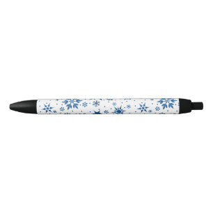Bolígrafo De Tinta Negra Patrón de Copo de Nieve Azul