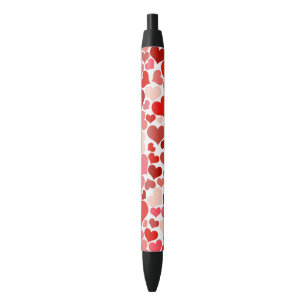 Bolígrafo De Tinta Negra Patrón De Corazones, Corazones Rojos, Amor