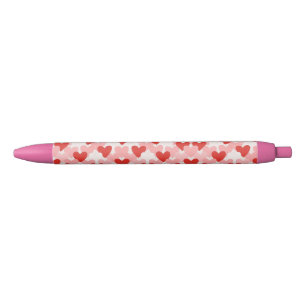 Bolígrafo De Tinta Negra Patrón de corazones rojos/rosados/blancos del Día 