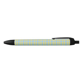 Bolígrafo De Tinta Negra Patrón de Cuadros Azul Amarillo