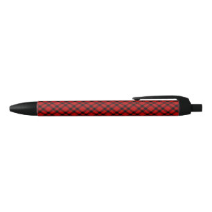 Bolígrafo De Tinta Negra Patrón de Cuadros Escoceses Rojo y Negro