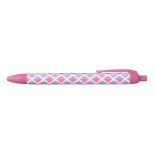 Bolígrafo De Tinta Negra Patrón de diamante de cuadros rosa púrpura