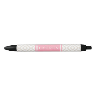 Bolígrafo De Tinta Negra Patrón de diamantes Linen Beige