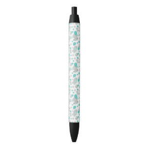 Bolígrafo De Tinta Negra Patrón de Elefantes, Elefantes Cutos - Gris Azul