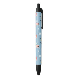 Bolígrafo De Tinta Negra Patrón de escena de pueblo de Doodle Cute