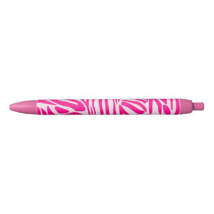 Bolígrafo De Tinta Negra Patrón de estampado de cebra rosa