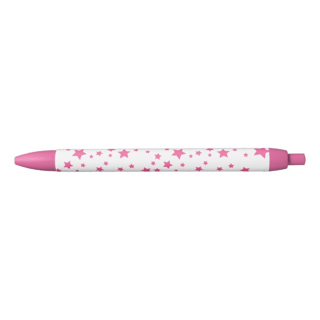 Bolígrafo De Tinta Negra Patrón de Estrella Rosa (Anverso)