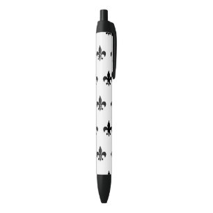 Bolígrafo De Tinta Negra patrón de Flor de Lis negra
