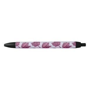 Bolígrafo De Tinta Negra Patrón de flor Pink Physalis Pastel Botánico