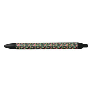 Bolígrafo De Tinta Negra Patrón de flores rosadas florales-235