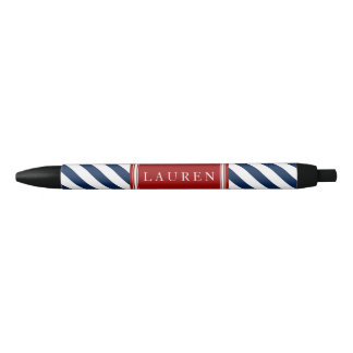 Bolígrafo De Tinta Negra Patrón de franjas azul y roja