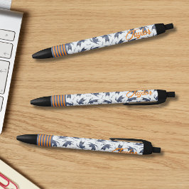 Bolígrafo De Tinta Negra Patrón de gato de tabla azul personalizado