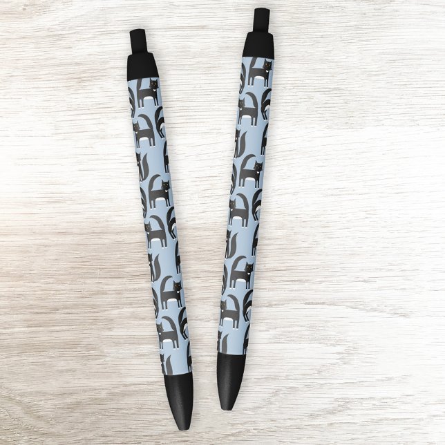 Bolígrafo De Tinta Negra Patrón de gato de tuxedo negro y blanco (Fun black and white Tuxedo cat pattern pens)